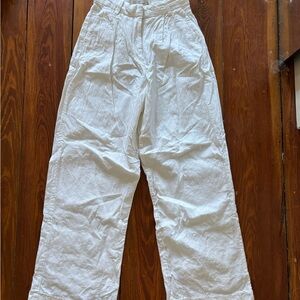Abercrombie White Linen Wide-Leg Pants
